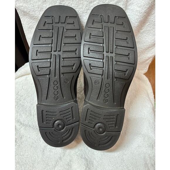 Ecco Men 11.5 Brown Leather Moc Toe Derby Oxfords Square Toe Casual - Picture 8 of 8